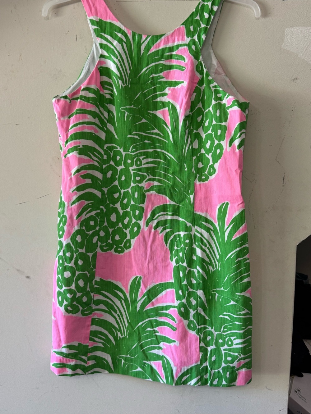 Dress Barn Pink and Green Tropical Print Midi Dress